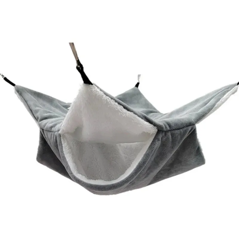 Hamster Ferret Hammock Double-layer Thicken Plush Warm Sleeping Bag Nest Hanging Cage House for Squirrel Ferret Rabbit Pet Bed