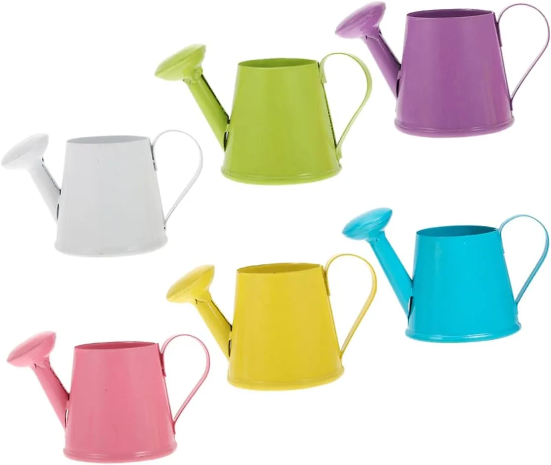 Handheld Iron Mini Watering Can 6pcs Set Small Size Realistic Design for Use Boys and Girls Learning Toy