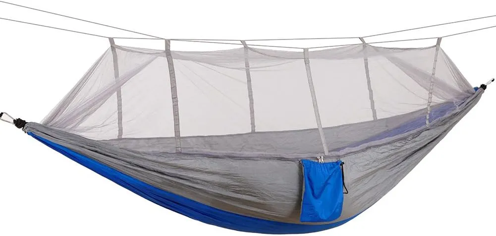 Hanging Bed Camping Hammock Portable Travel Hammock Hanging Bed with Net Outdoor Hammock Camping Accessories for Hiking Backpacking(Blue)