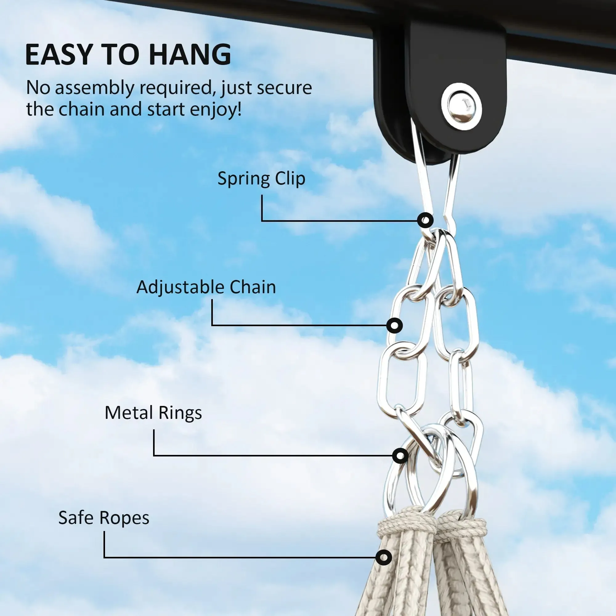 Hanging Garden White Seat Cushion, Swing Hammock Indoor Exclusive collection Chair Style For Robust Cream With Rope Soft Outdoor Cotton Outsunny Boho
