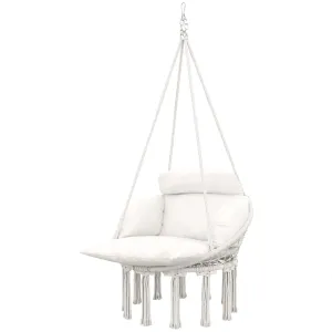 Hanging Garden White Seat Cushion, Swing Hammock Indoor Exclusive collection Chair Style For Robust Cream With Rope Soft Outdoor Cotton Outsunny Boho