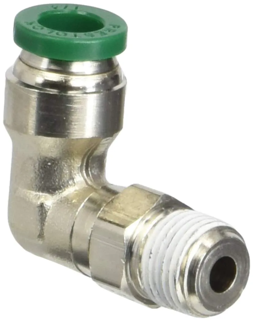 Hannifin W169PLP-4-2-pk10 Prestolok PLP Male Elbow Swivel 90 Degree Push-to-Connect Fitting, Nickel Plated Brass, 1/4" Push-to-Connect Tube x 1/8" Male NPTF (Pack of 10)