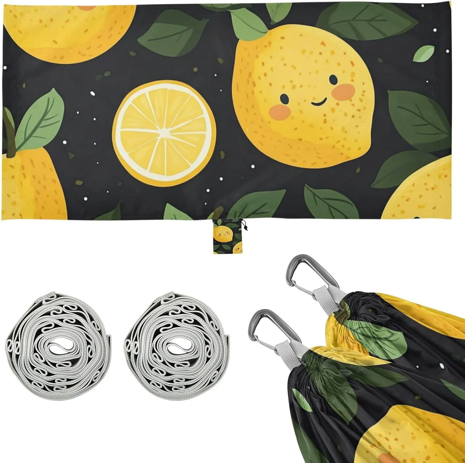 Happy Lemon Camping Hammocks with Tree Straps Fabric Hammock for Outside Patio Backyard Poolside