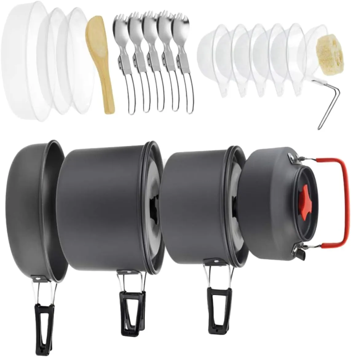 Happyyami 1 Set Tea Pot Set Camping Accessories Backpack Picnic Cookware Portable Pan Cooker Hiking Titanium Cup Mug Travel Accessories Pans Camping Cookware Kit Water Bottle Outdoor