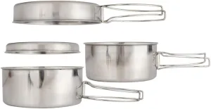 Happyyami 1Set Stainless Steel Camping Cookware Lightweight Cooking Pots for Outdoor Cooking Hiking and Picnics Compact and Easy to Clean Camping Gear for People