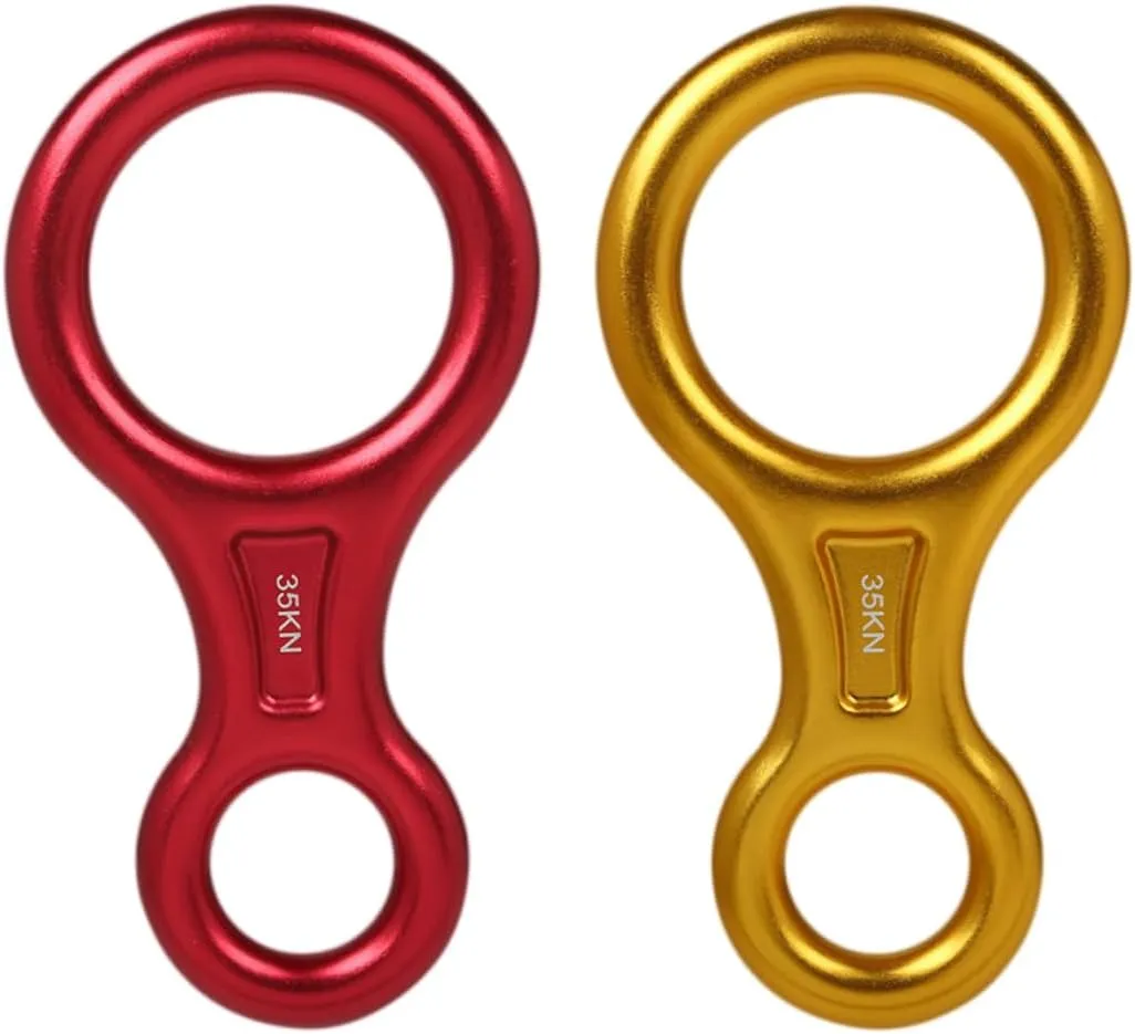 Happyyami Climbing Sports Accessories 2pcs Descender 35kn Rope 8 Word Ring for Rappelling