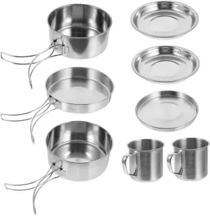Happyyami Stainless Steel Pot Propane Portable Kettle Outdoor Camping Stove Gas Portable Camping Pot Cookware Kit