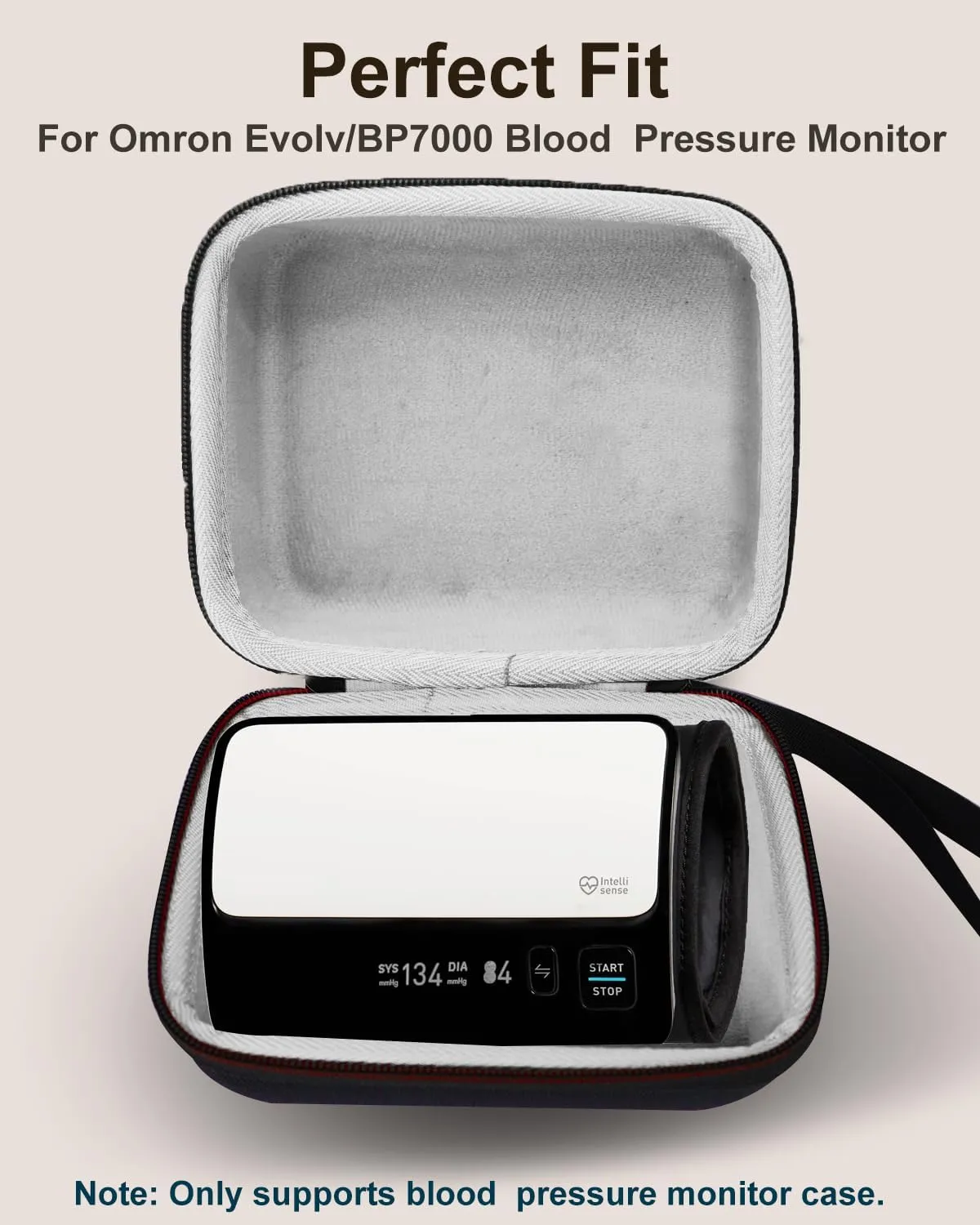 Hard Carrying Case for Omron Evolv Bluetooth Wireless Upper Arm Blood Pressure Monitor, Travel Storage Case for BP7000 HEM-7600T-BK BP Monitor, Protect Case Only (Black)