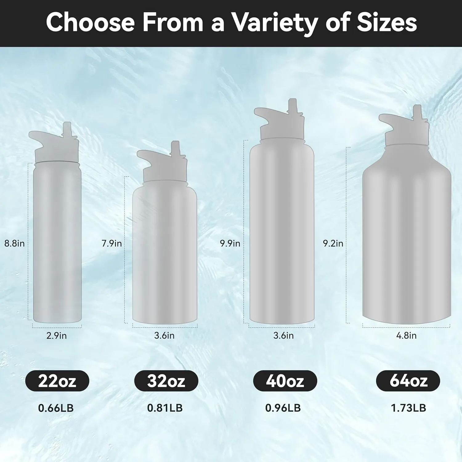 HASLE OUTFITTERS Insulated Water Bottle 22 oz Double Wall Stainless Steel Water Bottle Wide Mouth with Straw Lid & Spout Lid Keeps Cold or Hot(Blue,1)