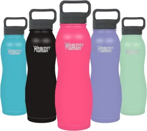 Healthy Human Stainless Steel Curve Water Bottle | 100% BPA Free Thermos for Kids & Adults | Vacuum Insulated Water Bottles | Metal Bottles with Leak Proof Lid (21 oz/ 621 ML, Hawaiian Pink)
