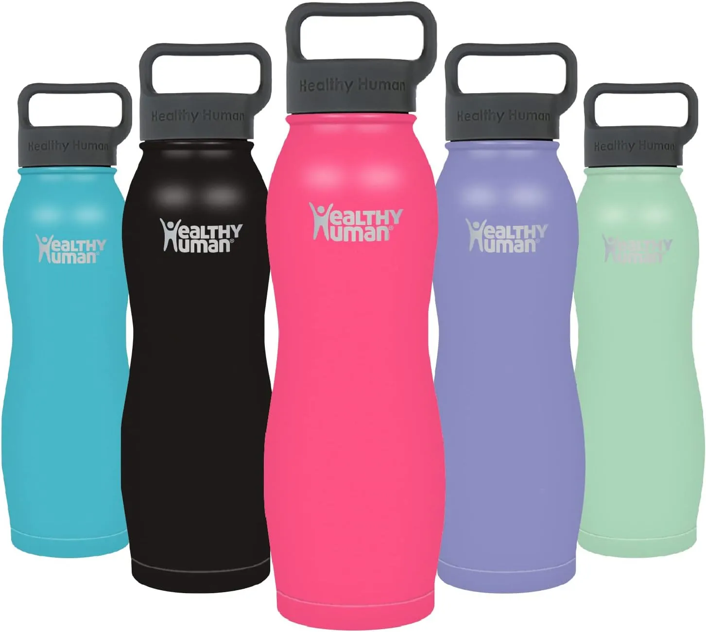 Healthy Human Stainless Steel Curve Water Bottle | 100% BPA Free Thermos for Kids & Adults | Vacuum Insulated Water Bottles | Metal Bottles with Leak Proof Lid (21 oz/ 621 ML, Hawaiian Pink)