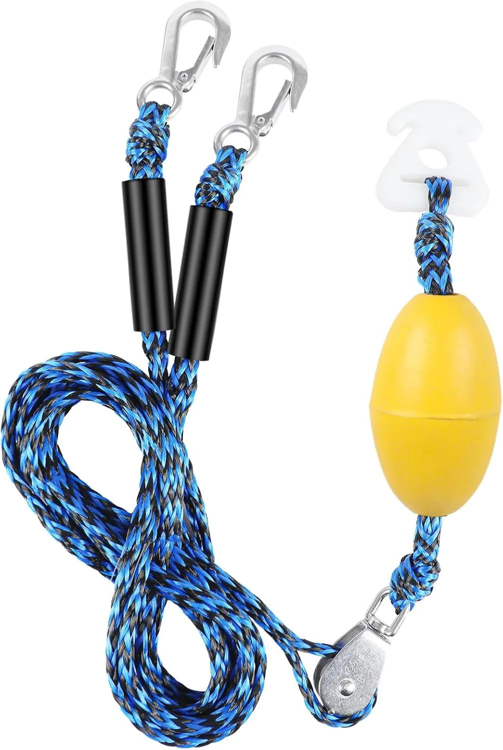 Heavy Duty Boat Tow Harness for Tubing, Water Sports Tow Rope for Boat Towables & Tubes, Self Centering Tow Harness Line with Clip Quick Connector & Stainless Steel Hooks