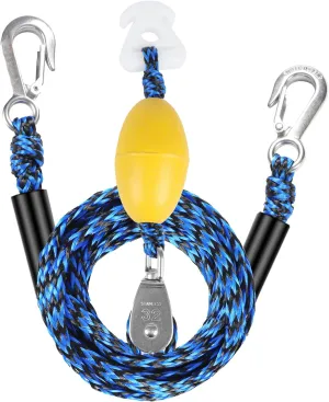Heavy Duty Boat Tow Harness for Tubing, Water Sports Tow Rope for Boat Towables & Tubes, Self Centering Tow Harness Line with Clip Quick Connector & Stainless Steel Hooks