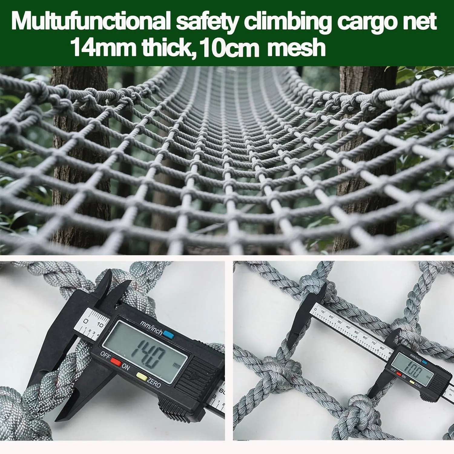 Heavy Duty Climbing Cargo Net for Indoor and Outdoor Playground Net Cargo Rope Ladder Truck Trailer Fence Netting Stair Balcony Railing Protection Net,6.6FT32.8FT