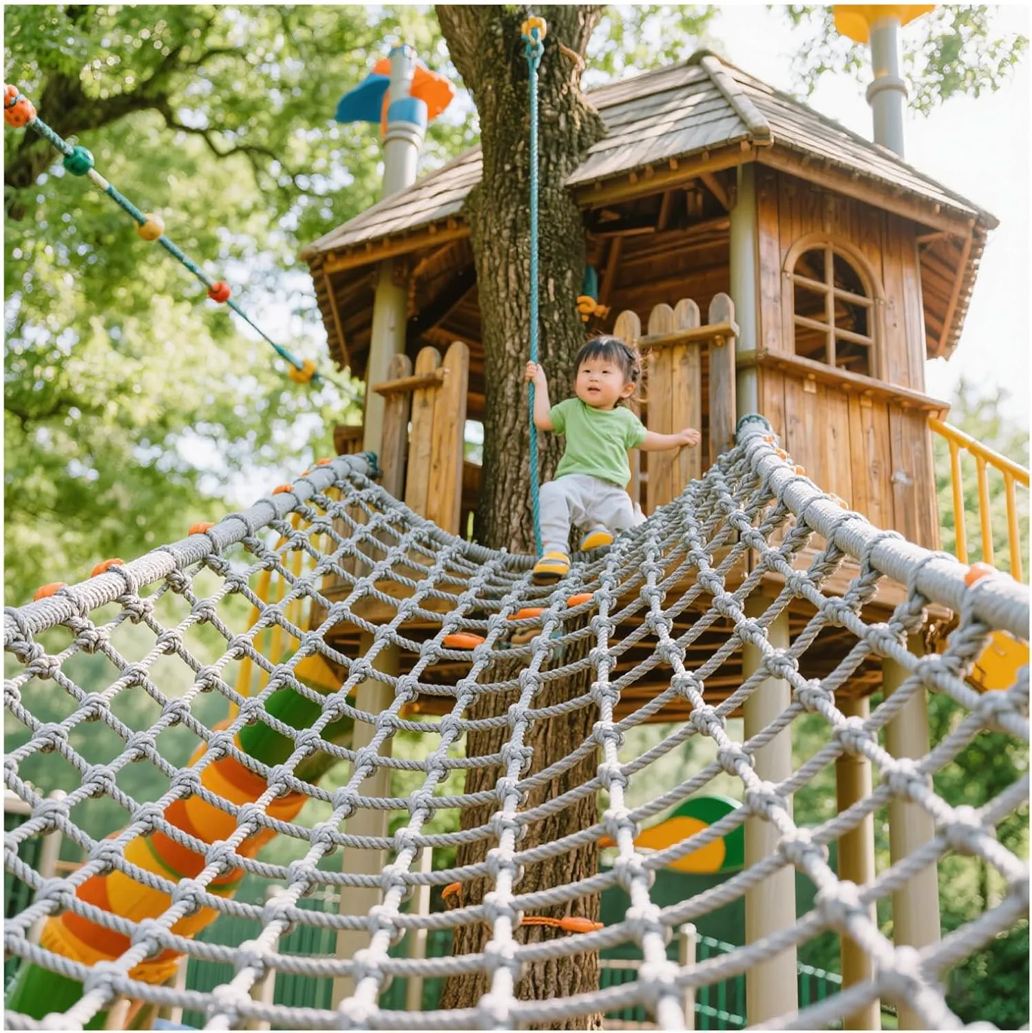 Heavy Duty Climbing Cargo Net, Outdoor Playground Climbing Net, Rope Ladder, Playground Treehouse Swingsets Accessories,1 * 1m(3.3 * 3.3ft)