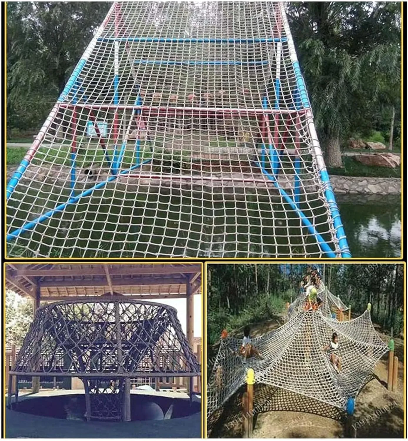 Heavy Duty Climbing Cargo Net, Outdoor Playground Climbing Net, Rope Ladder, Playground Treehouse Swingsets Accessories,1 * 1m(3.3 * 3.3ft)