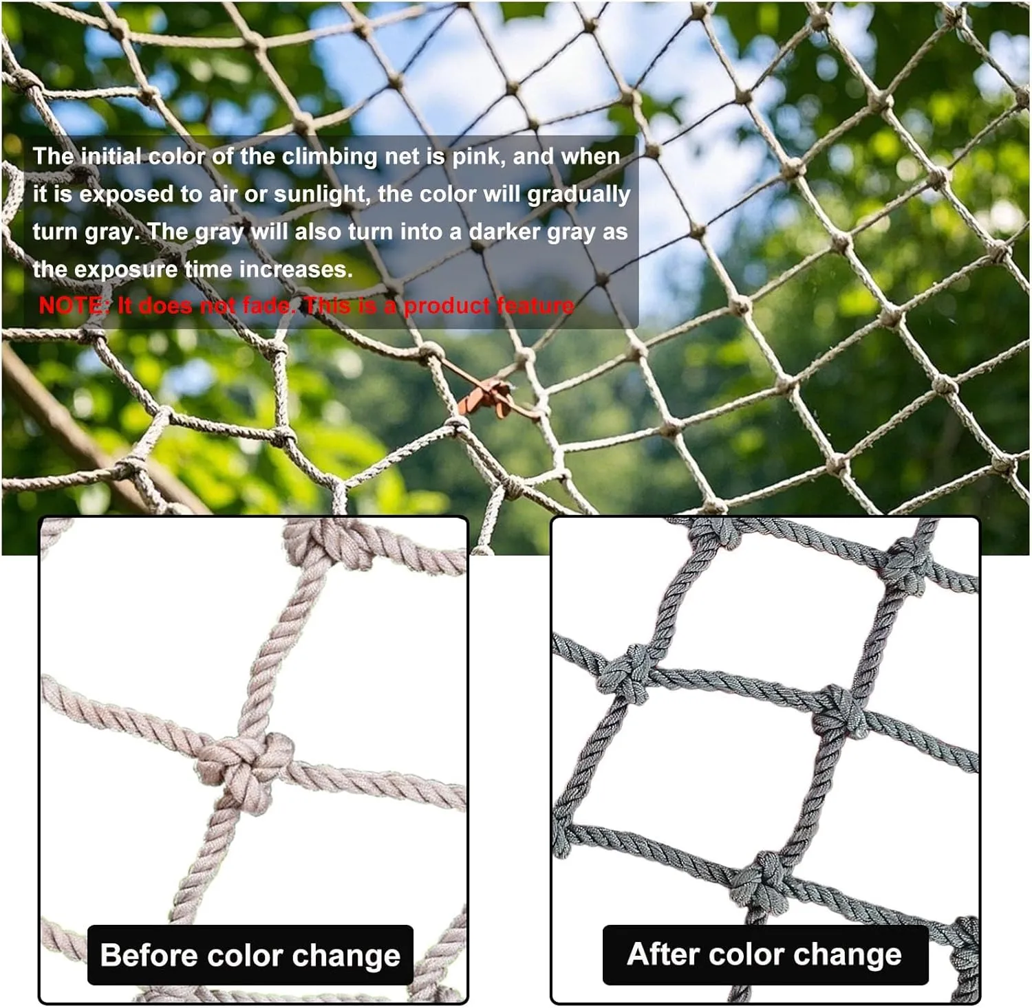 Heavy Duty Climbing Cargo Net, Outdoor Playground Railing Protective Net,Tree House Safety Net Rope Net, 10Cm,10Mm,100x200cm