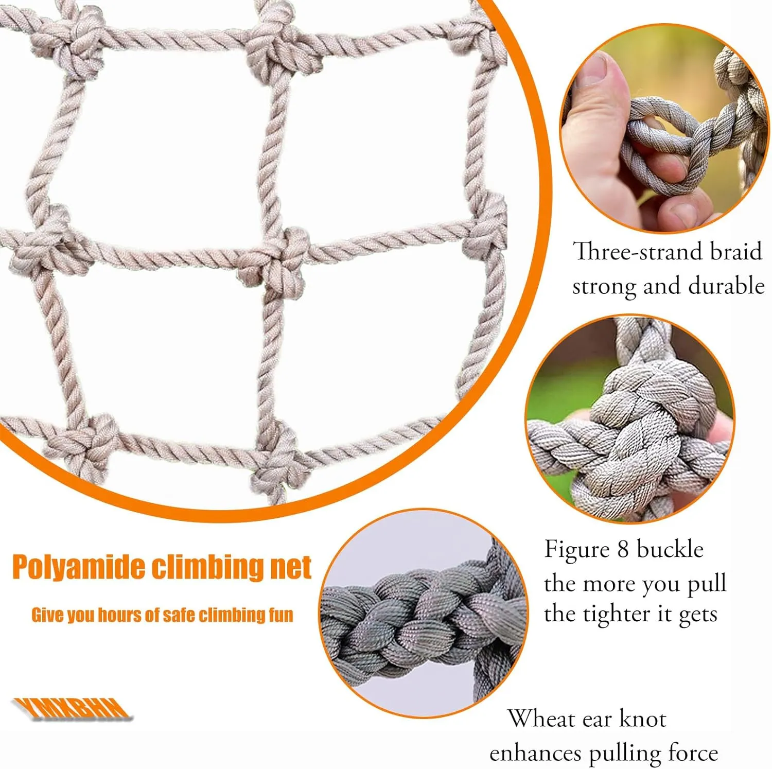Heavy Duty Climbing Cargo Net, Outdoor Playground Railing Protective Net,Tree House Safety Net Rope Net, 10Cm,10Mm,100x200cm