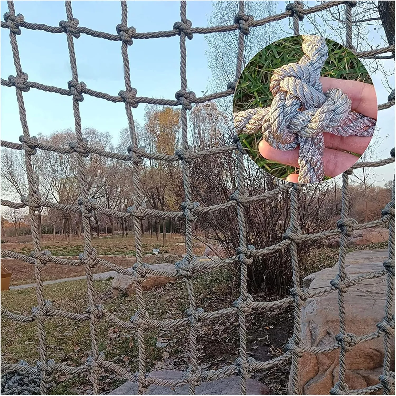 Heavy Duty Climbing Cargo Net, Outdoor Playground Railing Protective Net,Tree House Safety Net Rope Net, 10Cm,10Mm,100x200cm