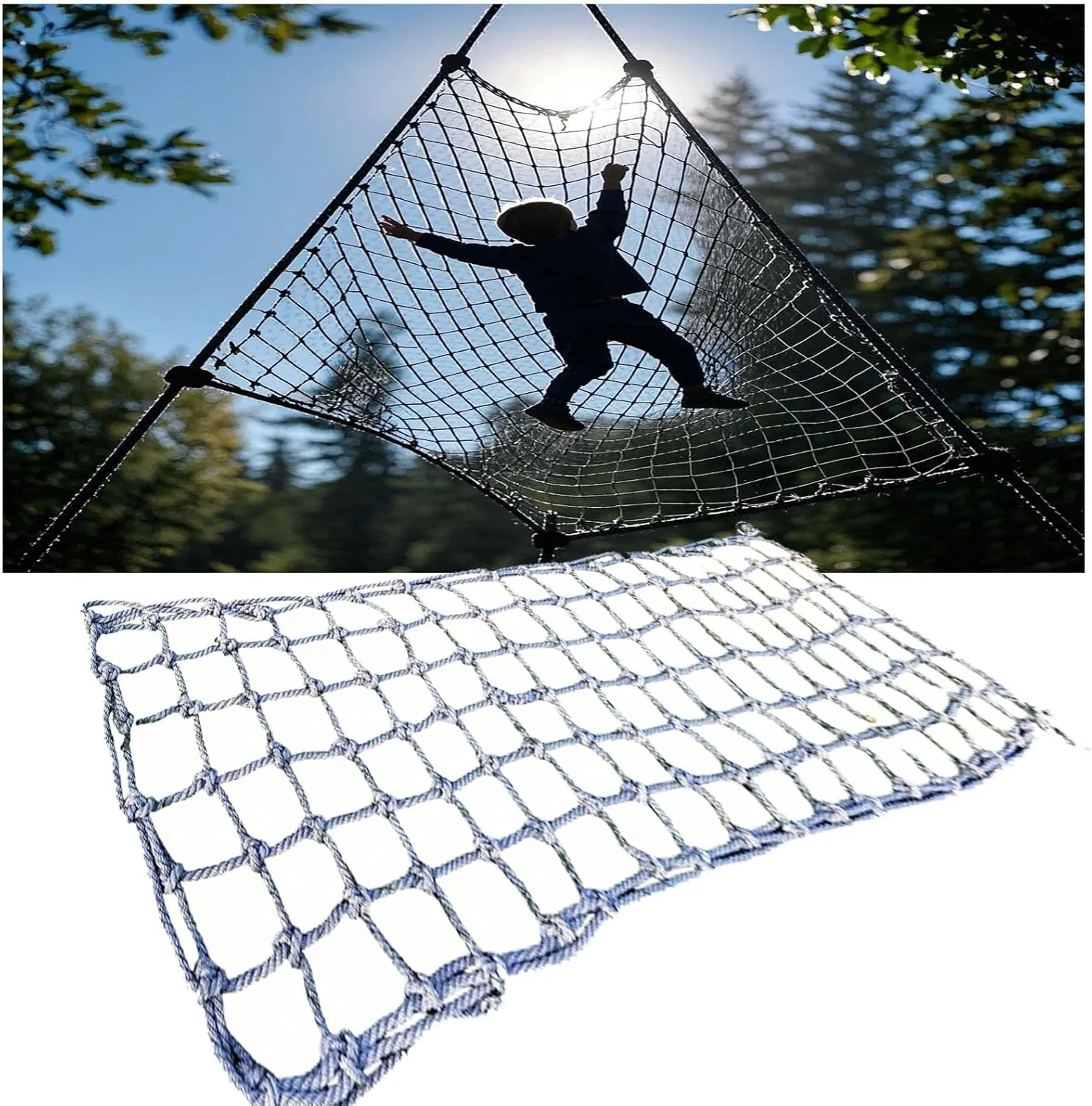 Heavy Duty Climbing Cargo Net,Polyamide Indoor Climbing Net,Obstacle Training Rope Ladder Swing for Adults,12Mm Rope Diameter Playground Safety Net,100x100cm