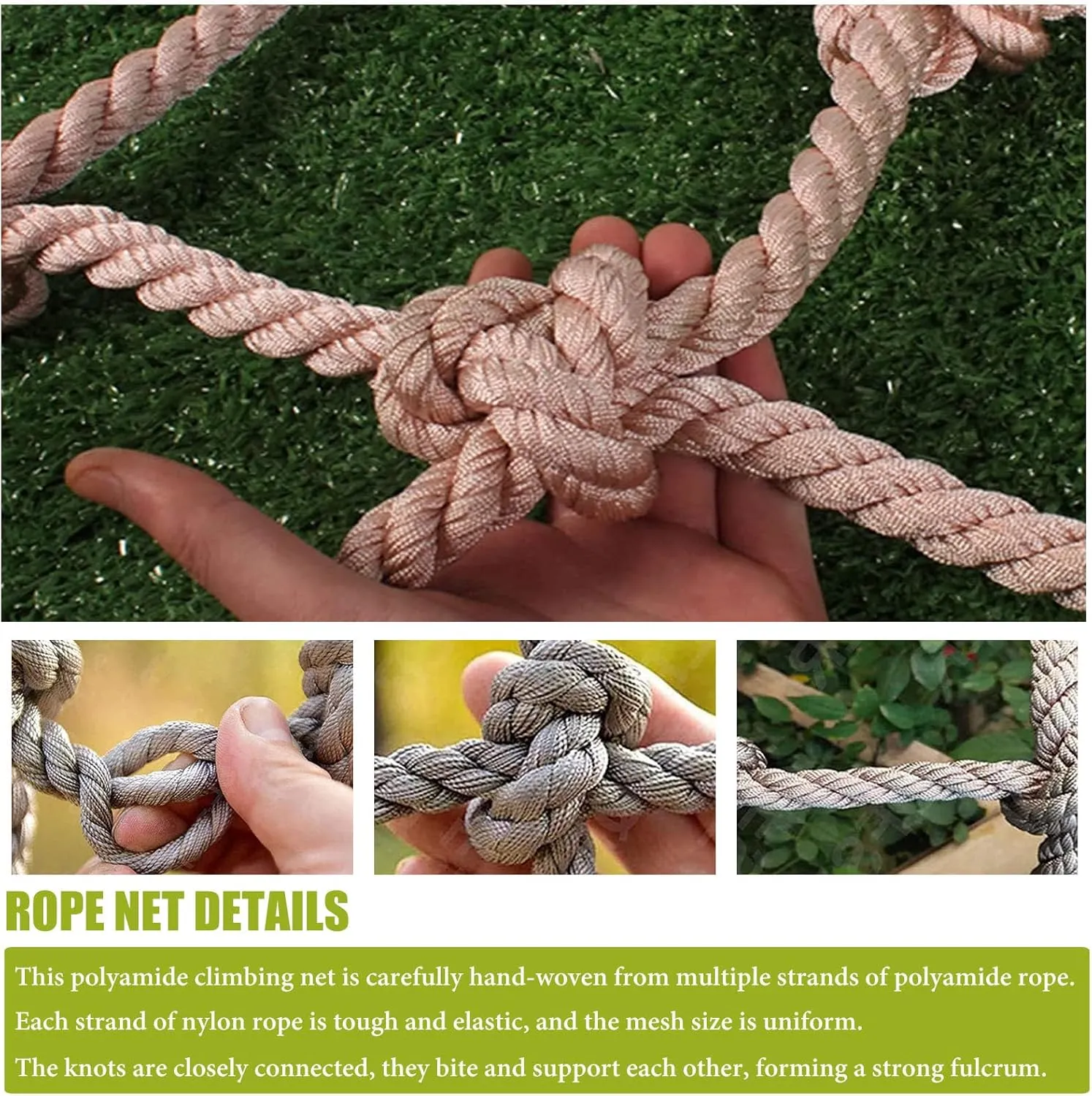 Heavy Duty Climbing Cargo Net,Polyamide Indoor Climbing Net,Obstacle Training Rope Ladder Swing for Adults,12Mm Rope Diameter Playground Safety Net,100x100cm