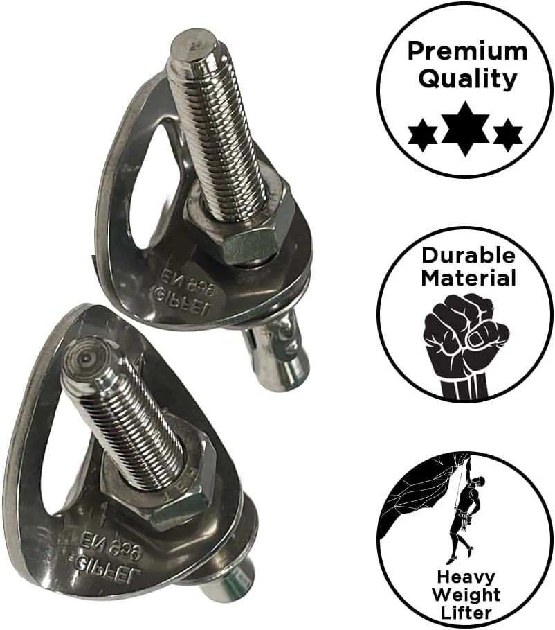 Heavy-Duty Climbing Holds Anchor Set - 2PCS, 12MM Bolt/30KN Stainless Steel, Anti-Flip Design for Secure Climbing, Indoor & Outdoor Use, 3000KG Capacity, Versatile for Training & Mountaineering