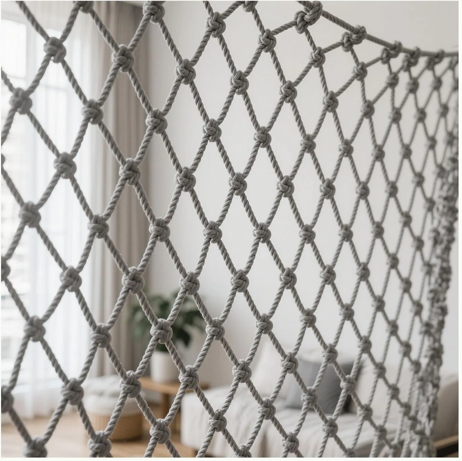 Heavy Duty Climbing Net - 300x300cm Handcrafted Rope Safety Net for Outdoor/Indoor Playground, Balcony, Stairs, and Fence Protection - Durable Cargo Netting