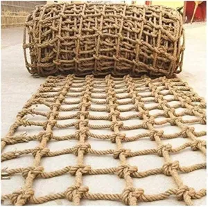 Heavy Duty Climbing Net for & Adults, 16mm Thick Jute Hemp Rope, Outdoor Playground Treehouse Ladder Hammock, Large Military Climbing Net (1m x 6m)