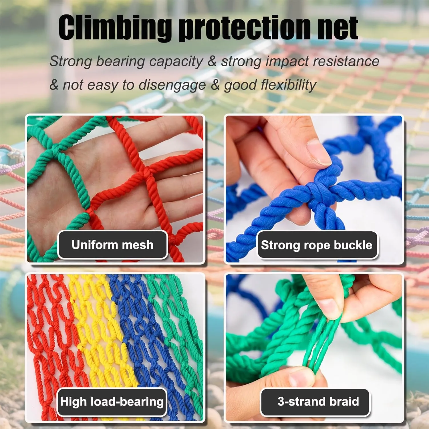 Heavy-Duty Climbing Net for Kids – Outdoor Playground Cargo Net,Safety Rope Ladder for Treehouse Jungle Gym & Adventure,200x400cm