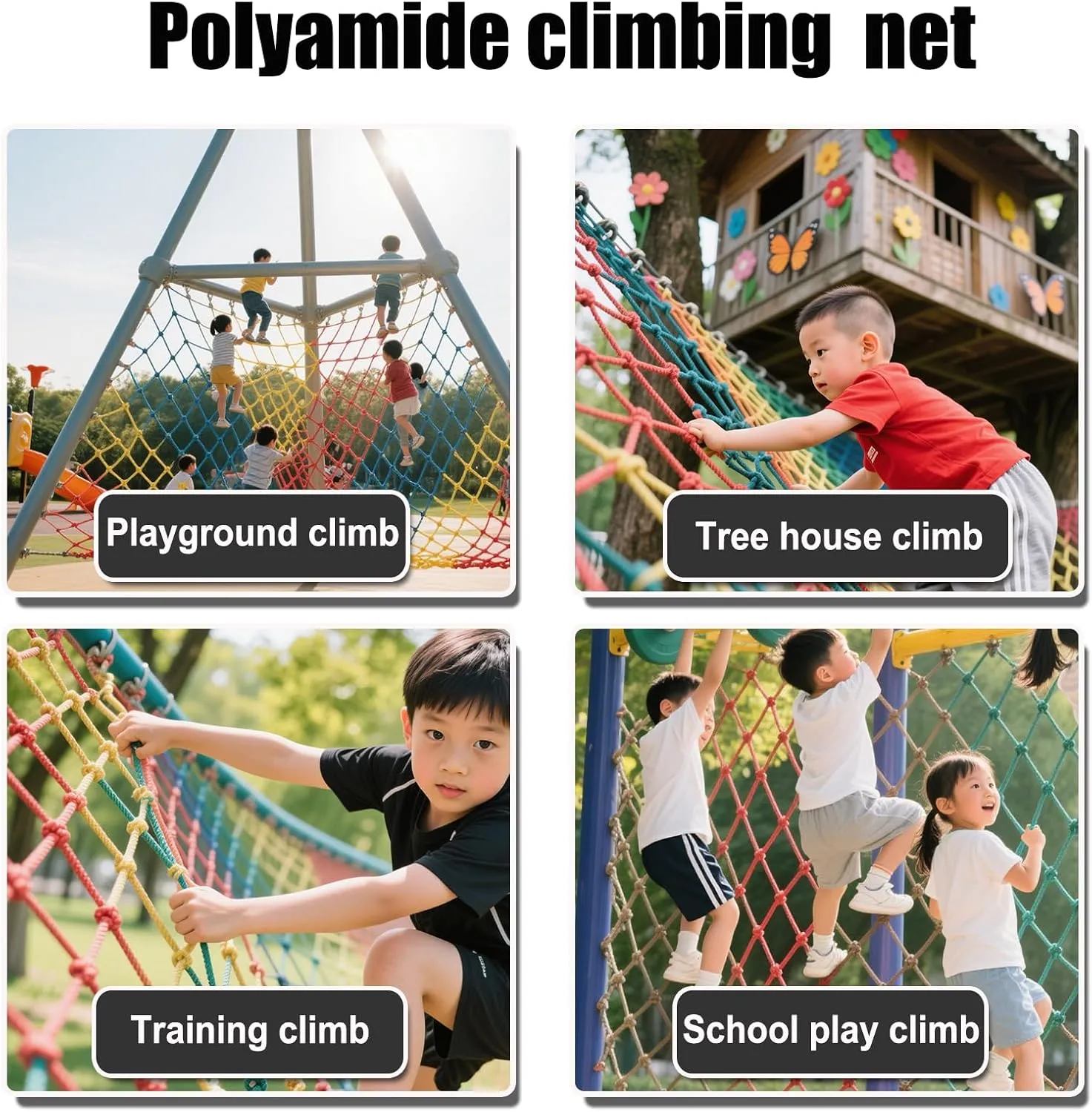 Heavy-Duty Climbing Net for Kids – Outdoor Playground Cargo Net,Safety Rope Ladder for Treehouse Jungle Gym & Adventure,200x400cm