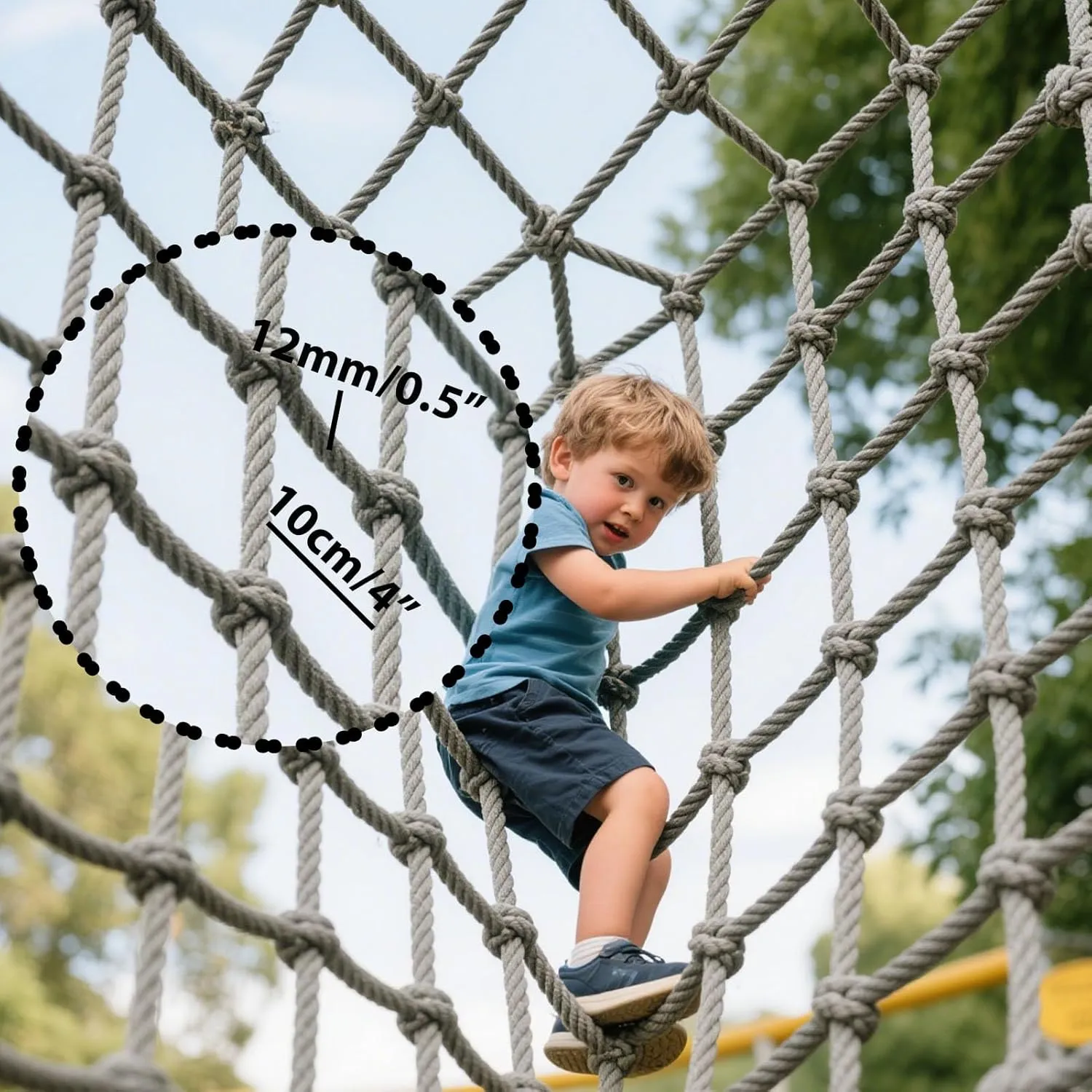 Heavy-Duty Climbing Net for Kids Outdoor - Polyamide Cargo Rope Net,Play Ladder for Backyard,Treehouse,Jungle Gym - Easy Assembly Safety Protection Net,100x400cm