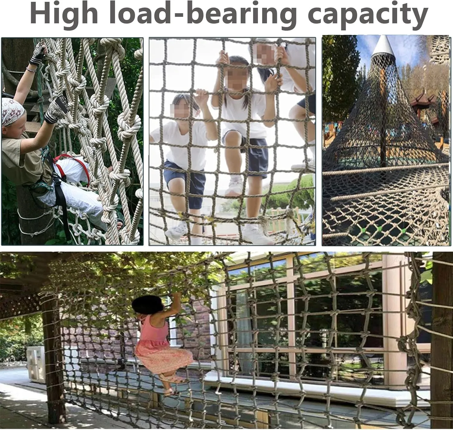 Heavy-Duty Climbing Net for Kids, Versatile on Balcony, Railing Polyester Fiber, Indoor & Outdoor Decor Climbing Cargo Rope Net,1 * 6m