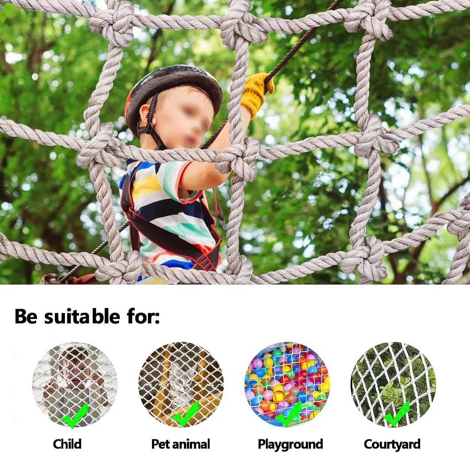 Heavy Duty Climbing Net Rope Safety Net 6MM Durable Playground Net Treehouse Netting Cargo Rope Ladder Truck Trailer Fence Netting,3.3FTx9.8FT