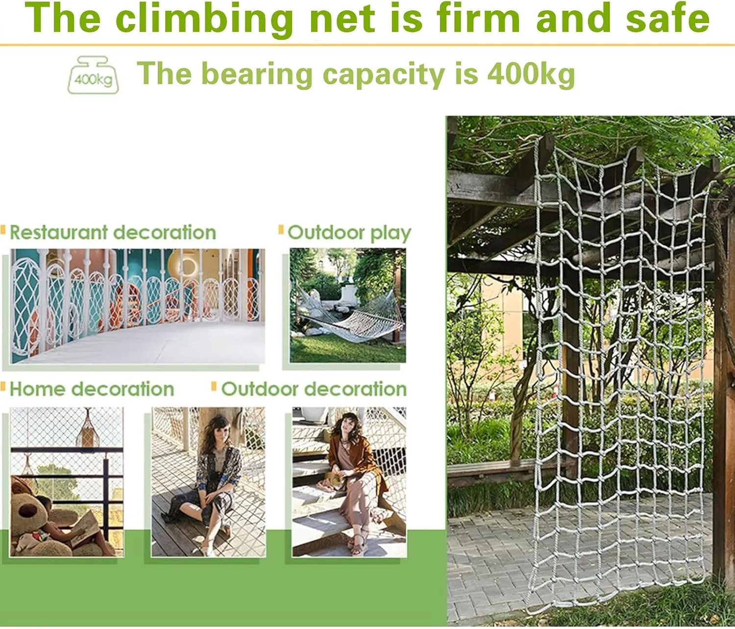 Heavy Duty Climbing Net Rope Safety Net 6MM Durable Playground Net Treehouse Netting Cargo Rope Ladder Truck Trailer Fence Netting,3.3FTx9.8FT