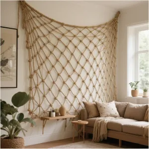 Heavy Duty Hemp Rope Climbing Net for - 8mm Safety Net for Stairs, Balcony, Indoor & Outdoor Use - 400x400cm Playground Protection Netting