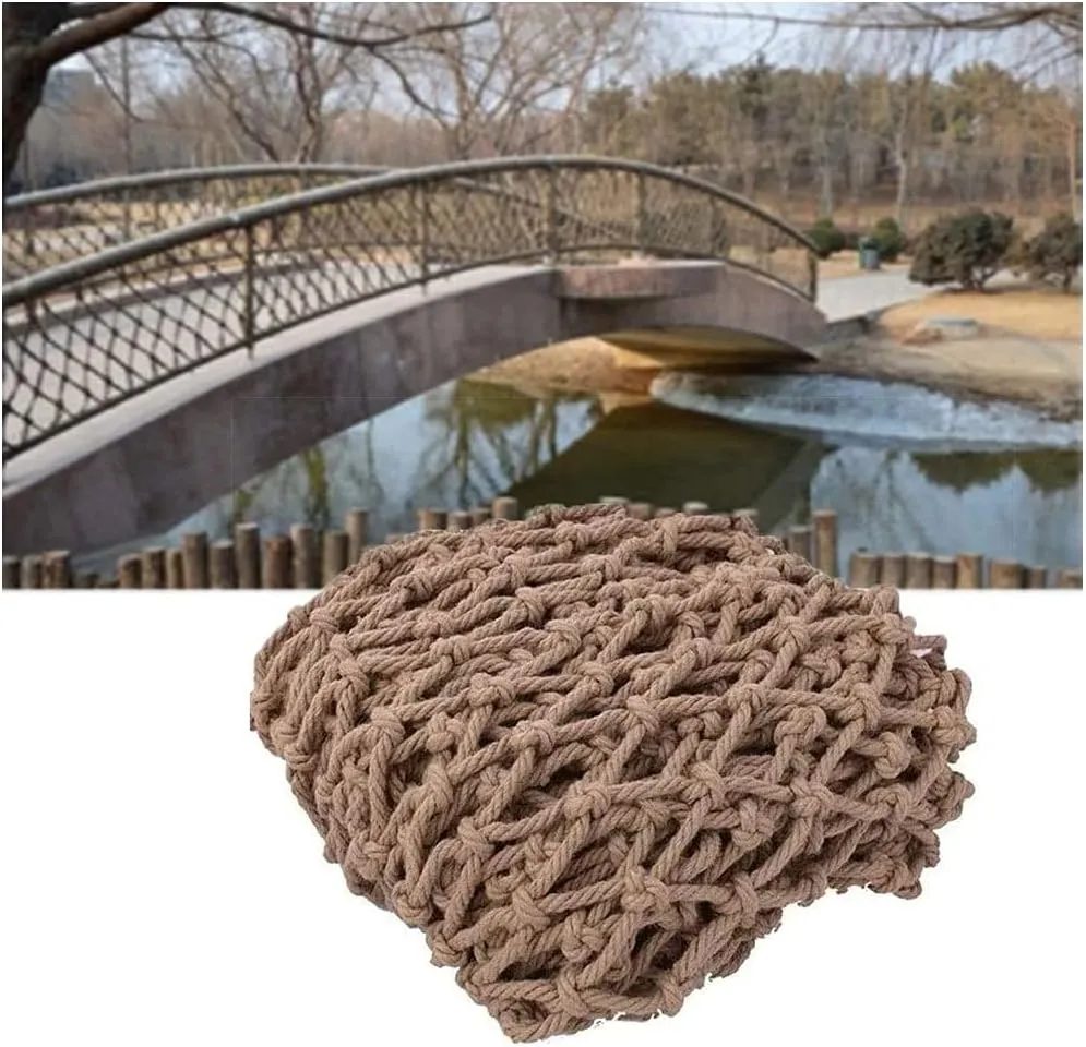 Heavy Duty Hemp Rope Climbing Net for Kids Multifunctional Stair Anti Drop Protection Net for Playground Railing Safety Net Cargo Net for Treehouse Climb Durable and Safe Outdoor Net