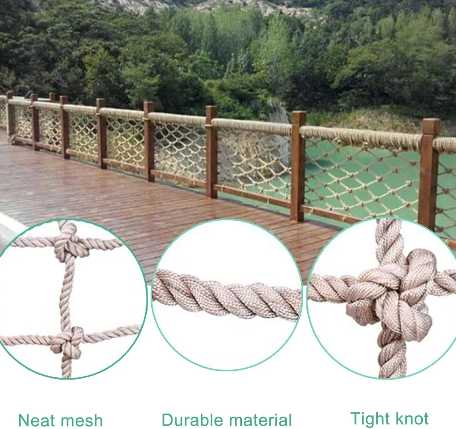 Heavy Duty Net Rope Climbing Net Safety Net Rope, Fence Stairs Balcony Railings Garden Playground Protection Playground Play Safety Net Outdoor Climbing Cargo Net(Size:9.8FTx13.1FT)
