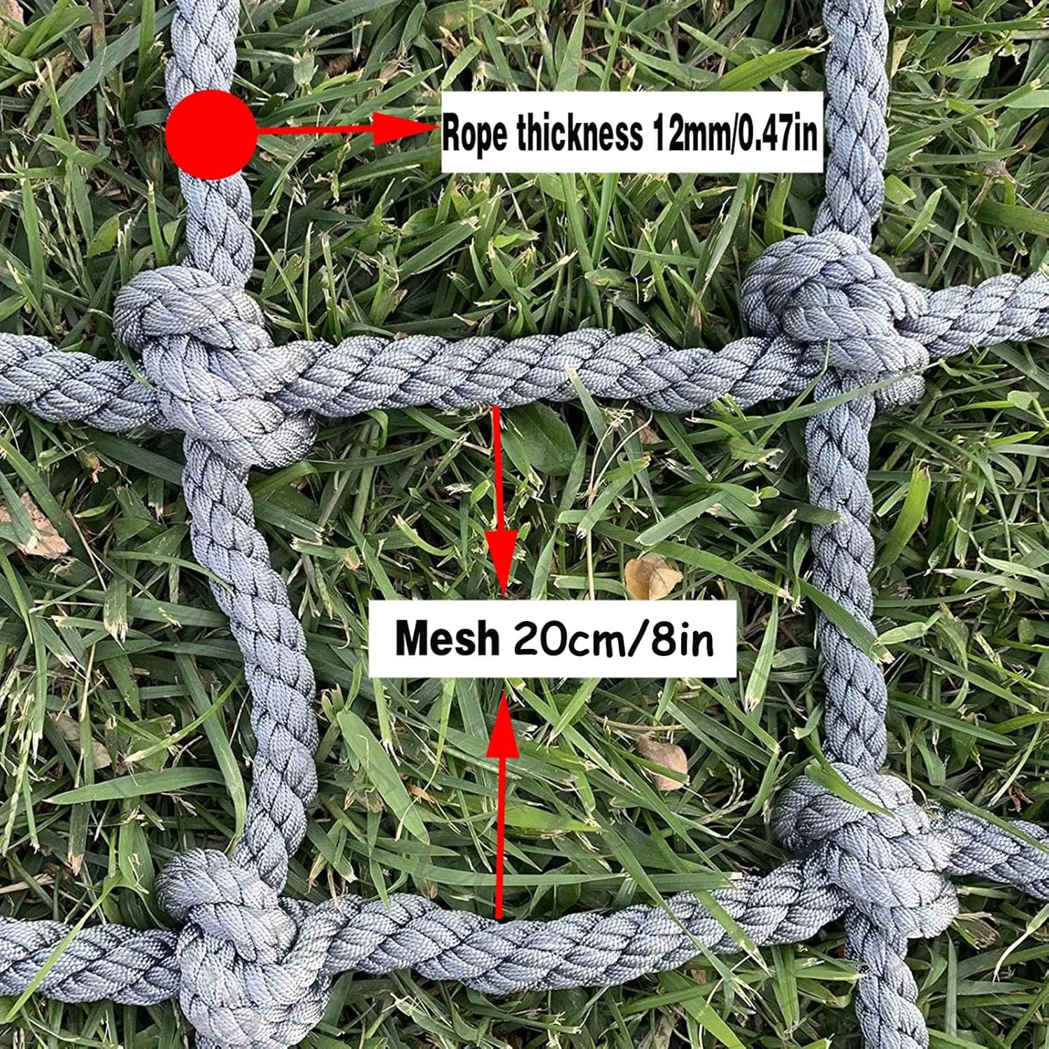 Heavy Duty Protection Net Climbing Rope Net,Mesh: 8x8in，Playground Treehouse Safety Net,Protection Rope Netting for Outdoor Swing Toys(Size:2Mx2M(6.5FTx6.5FT))