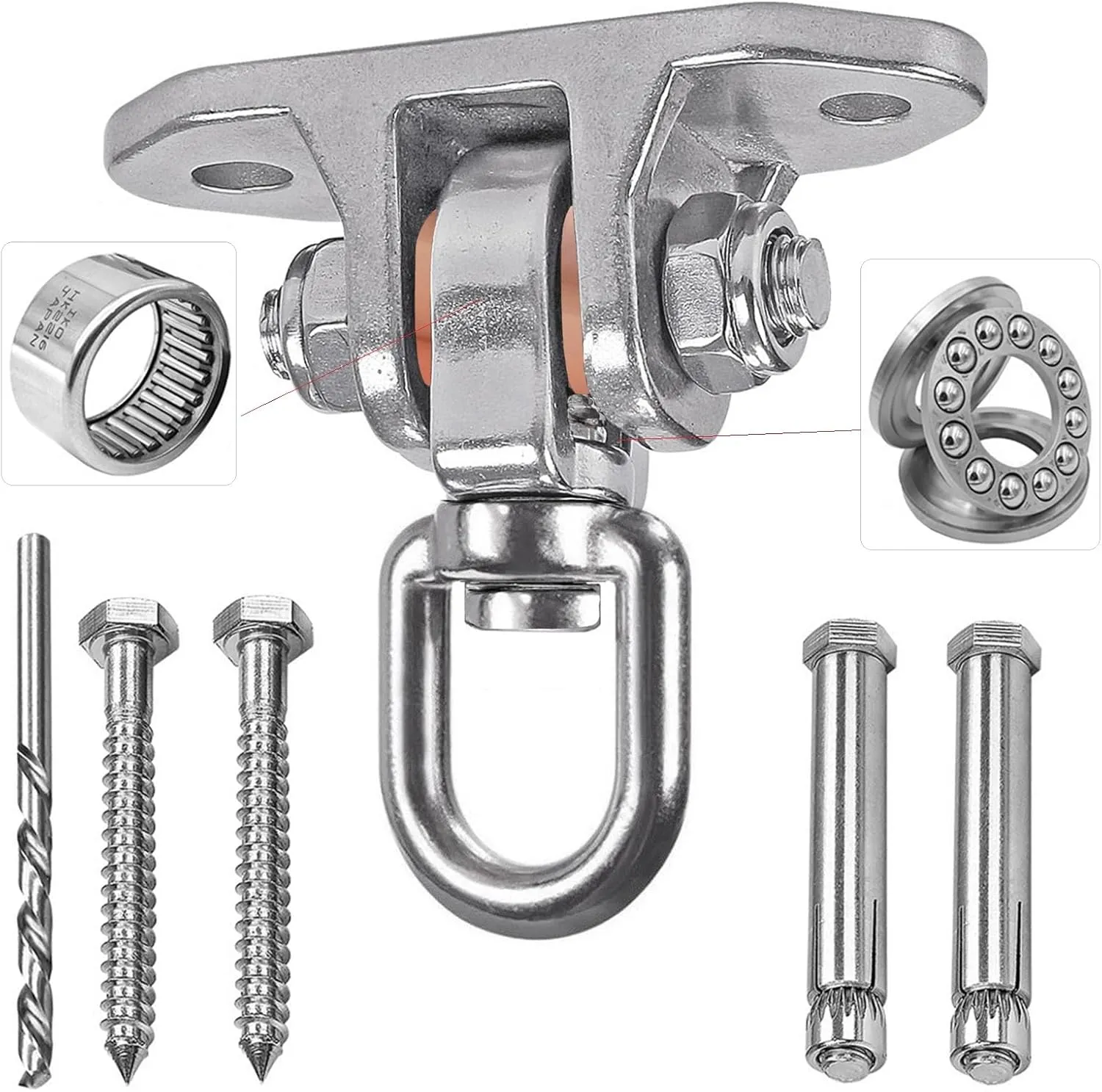 Heavy Duty Swing Hanger Stainless Steel 304 Antirust,2000 lb Capacity 180° Silent Swing, Playground Porch Swing Set Indoor Outdoor, Patent Design