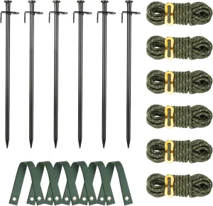 Heavy Duty Tree Stake Kits, 11.8 Inch Steel Tree Stakes and Supports for Young Tree Anti Strong Wind, Leaning Tree Anchor Straightening Kit with 6 PCS Steel Stakes, 13.12 Feet Rope and Tree Straps