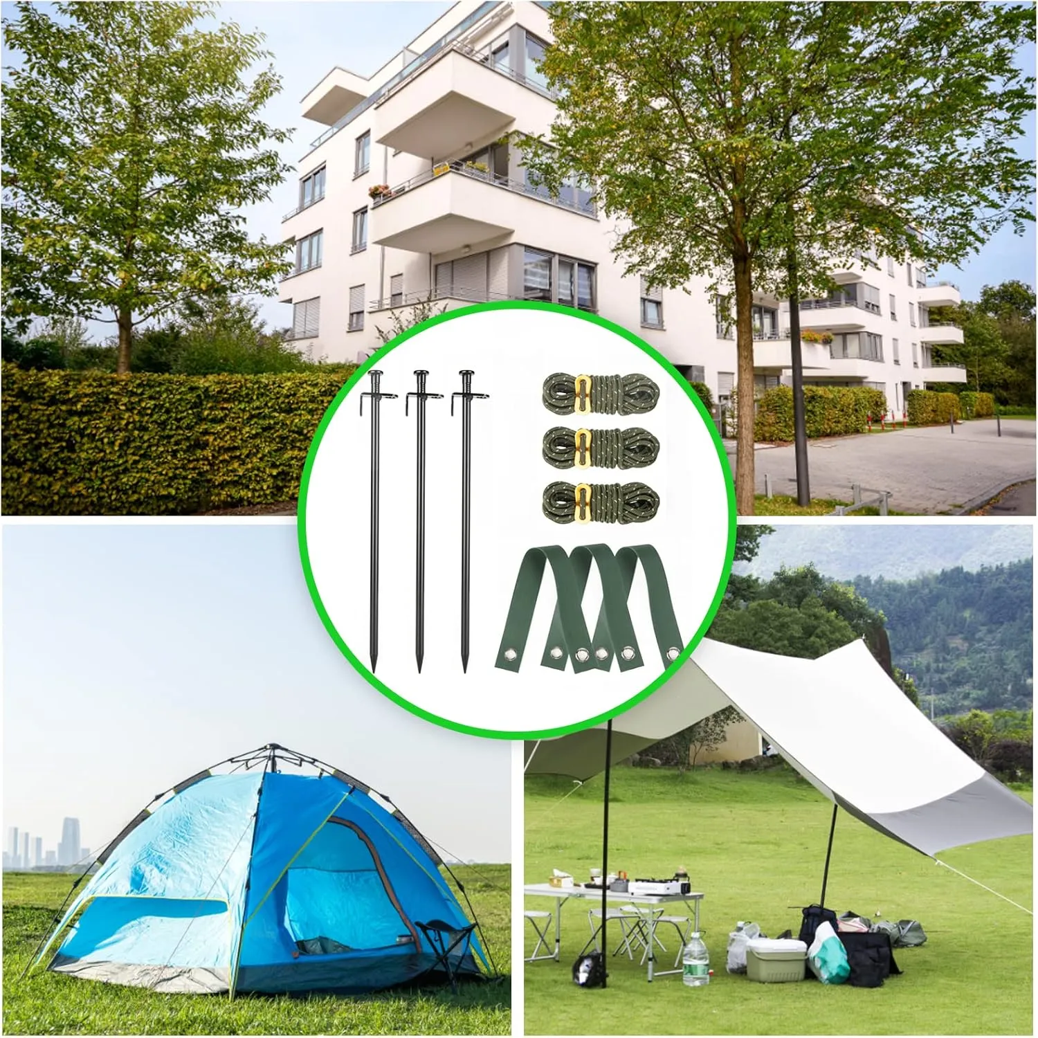 Heavy Duty Tree Stake Kits, 11.8 Inch Steel Tree Stakes and Supports for Young Tree Anti Strong Wind, Leaning Tree Anchor Straightening Kit with 6 PCS Steel Stakes, 13.12 Feet Rope and Tree Straps