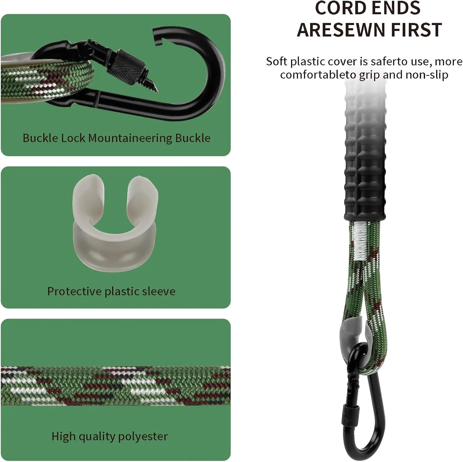 Heavy Duty Tree Swing Ropes Hammock, Adjustable Extendable Hanging Straps, Carabiners for All Swings Hammock Playground Set Accessories 3.91ft(47") of 2, Green