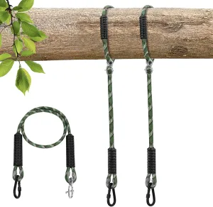 Heavy Duty Tree Swing Ropes Hammock, Adjustable Extendable Hanging Straps, Carabiners for All Swings Hammock Playground Set Accessories 3.91ft(47") of 2, Green