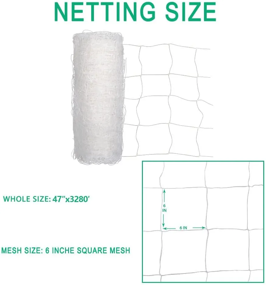 Heavy Duty Trellis Netting Roll - 47''x328' Plastic Plant Trellis Net for Climbing Plants