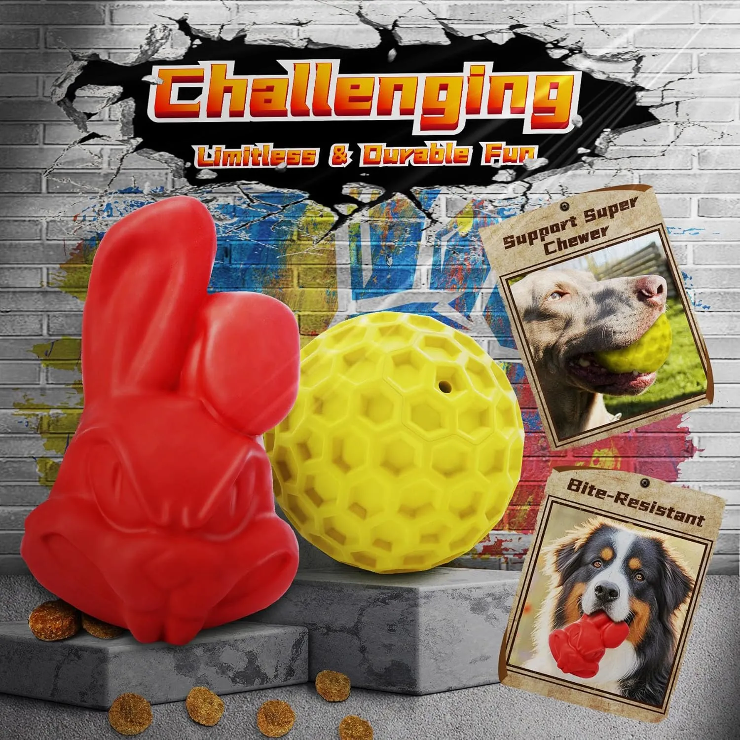 Heavy Duty Various Dog Chew Toys for Aggressive Chewers, 9 Pack Indestructible Large Dog Toys Include Tug Chew & Rope Toy, Squeaky Toys for Medium Large Breed Dogs (for Powerful Chewers)