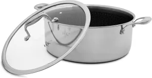 Hell's Kitchen Hybrid 7.5 Qt Pot and lid, Tri-Clad Stainless Steel and Nonstick Ceramic, PFAS Free, no PFOA, PTFE, or Teflon, Non Toxic Cookware, Metal Utensil Safe, All Cooktops and Oven Safe