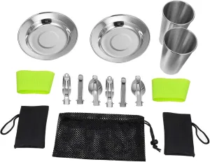 HEMOTON 1 Set Portable Stainless Steel Cutlery Set Durable Utensils for Outdoor Dining Camping and Picnics Easy to Clean Compact Design for Travel
