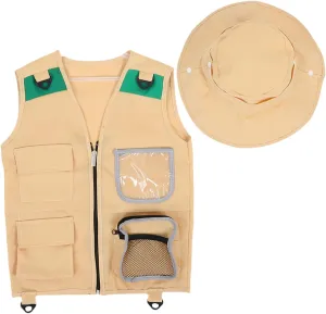 Hemoton 1set Boy Girl Explorer Vest and Hat Kit Wear-Resistant Adventure Outfit for Outdoor Camping Fishing and Hiking for Role Play and Nature Exploration Activities