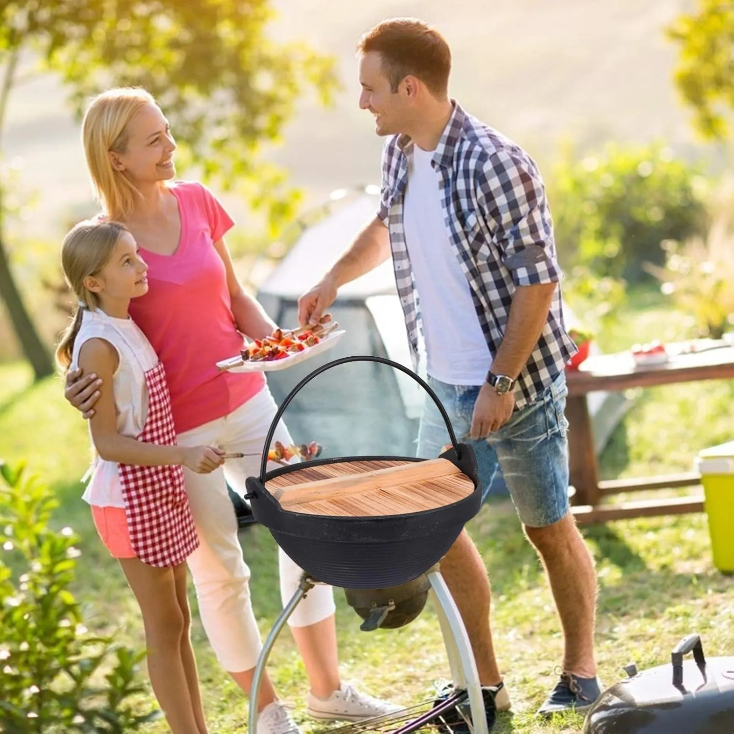 Hemoton 1set Multifunctional Stockpot for Outdoor Use Cast Iron Hot Pot with Lid for Camping Hiking and Picnics Lightweight Non- to Clean