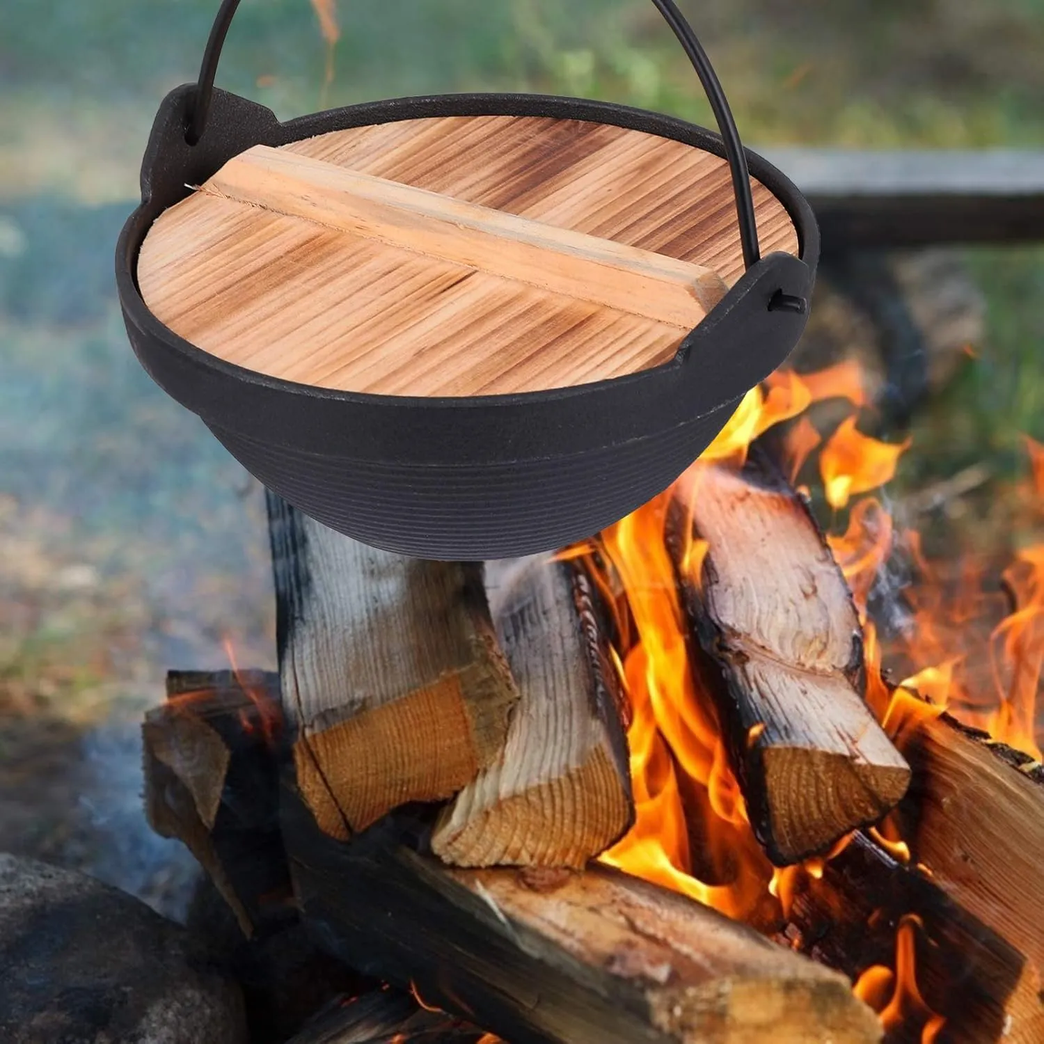 Hemoton 1set Multifunctional Stockpot for Outdoor Use Cast Iron Hot Pot with Lid for Camping Hiking and Picnics Lightweight Non- to Clean